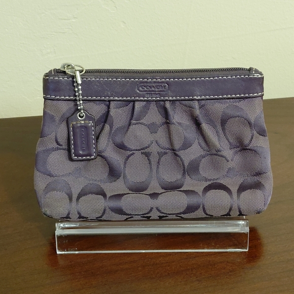 Coach Handbags - Coach Signature Pleated Zipper Pouch Purple
